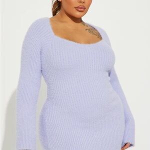 Cozy Lavender Knit Sweater Dress